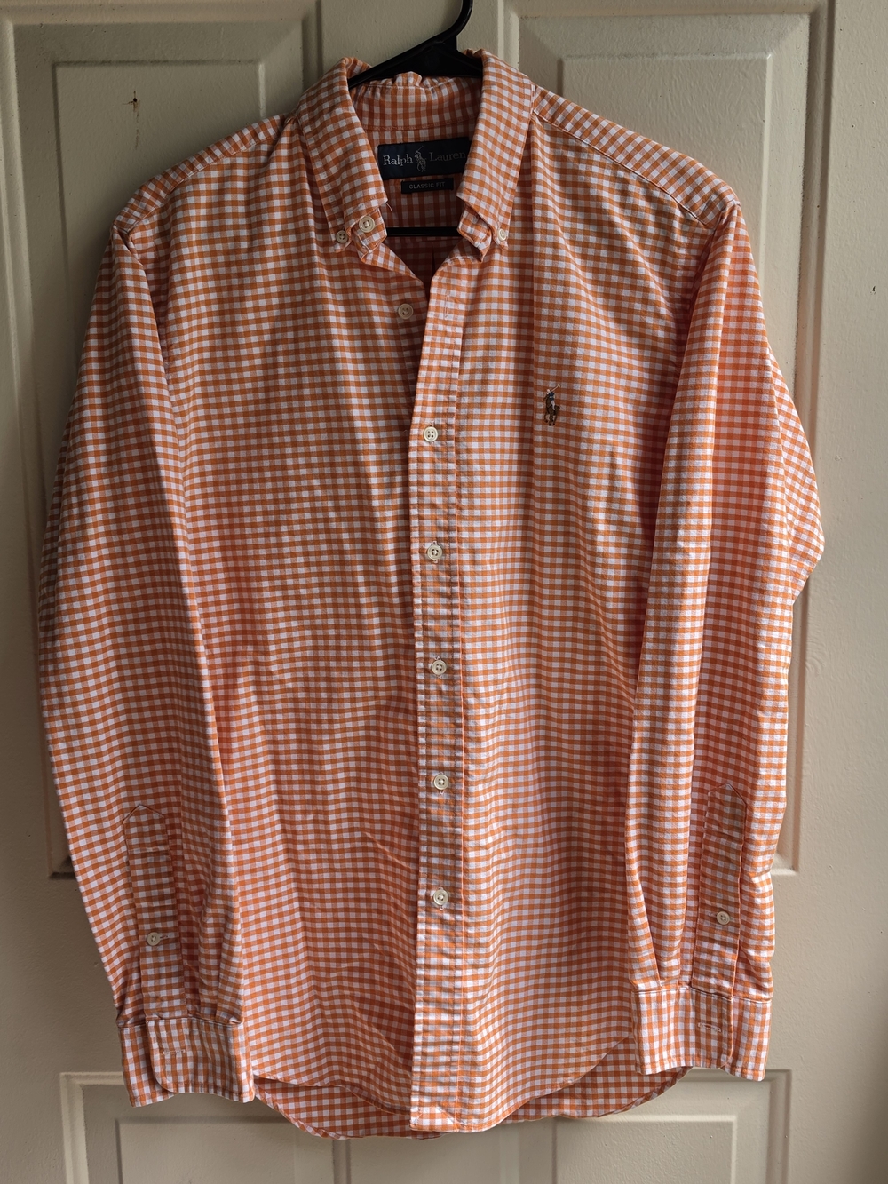 Ralph Lauren Orange and White Gingham Button-Down Shirt